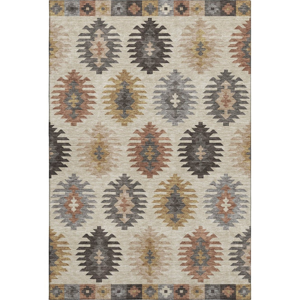 HomeRoots 5' X 8' Beige Copper Gold Southwestern Area Rug - Stylish, Washable, UV-Protected & Kid-Friendly! 677599