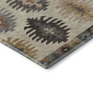 HomeRoots 5' X 8' Beige Copper Gold Southwestern Area Rug - Stylish, Washable, UV-Protected & Kid-Friendly! 677599