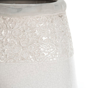 Zentique Distressed Crackle White Vase with Aged Glaze — Timeless Ceramic Accent for Fresh or Dried Blooms W10 x H13.5 x D10 6775L A369A
