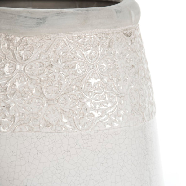 Zentique Distressed Crackle White Vase with Aged Glaze — Timeless Ceramic Accent for Fresh or Dried Blooms W10 x H13.5 x D10 6775L A369A
