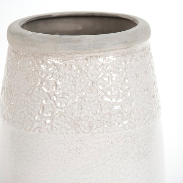 Zentique Distressed Crackle White Vase with Aged Glaze — Timeless Ceramic Accent for Fresh or Dried Blooms W8 x H11 x D8 6775M A369A