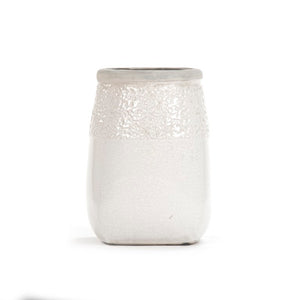 Zentique Distressed Crackle White Vase with Aged Glaze — Timeless Ceramic Accent for Fresh or Dried Blooms W8 x H11 x D8 6775M A369A