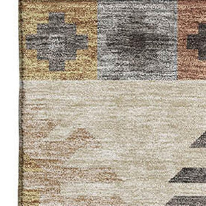 HomeRoots 8' X 10' Southwestern Beige Copper Gold Area Rug - Washable, UV Protected, Durable for High-Traffic Homes 677601