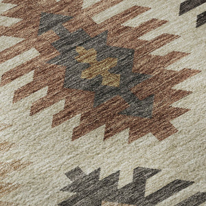 HomeRoots 9' X 12' Beige Copper and Gold Southwestern Area Rug - Washable, UV Protected, Perfect for Families 677602