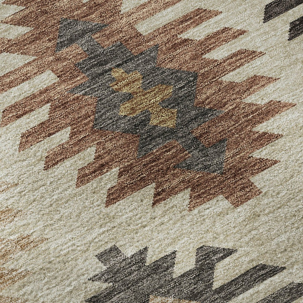 HomeRoots 9' X 12' Beige Copper and Gold Southwestern Area Rug - Washable, UV Protected, Perfect for Families 677602