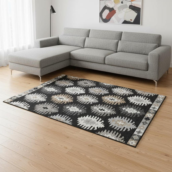 HomeRoots 10' X 14' Washable Southwestern Area Rug - Durable, UV-Protected, Stylish Design for High-Traffic Spaces 677609