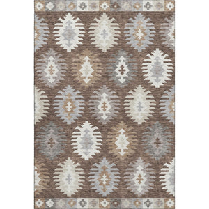 HomeRoots 5' X 8' Brown Taupe & Ivory Southwestern Washable Area Rug - Durable, UV-Protected & Stylish Design 677611