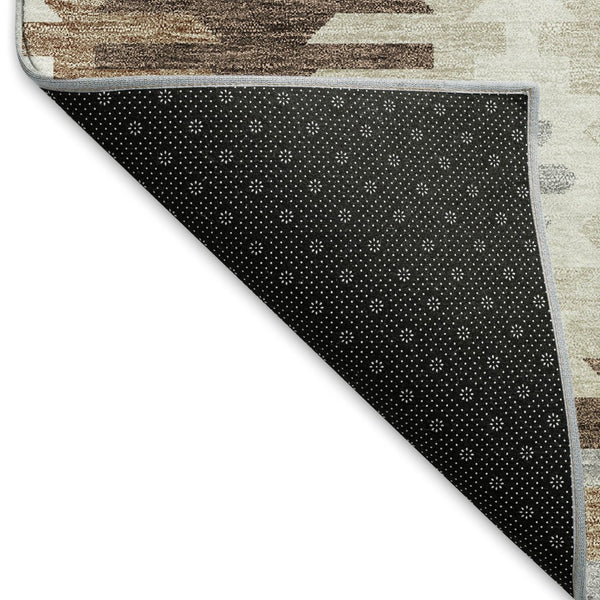 HomeRoots 5' X 8' Brown Taupe & Ivory Southwestern Washable Area Rug - Durable, UV-Protected & Stylish Design 677611