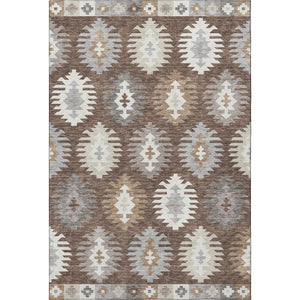HomeRoots 5' X 8' Brown Taupe & Ivory Southwestern Washable Area Rug - Durable, UV-Protected & Stylish Design 677611
