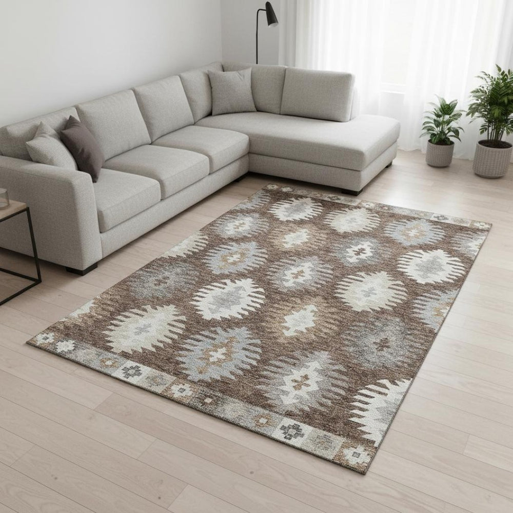 HomeRoots 8' X 10' Washable Southwestern Area Rug with UV Protection - Durable, Stylish, and Stain Resistant! 677613