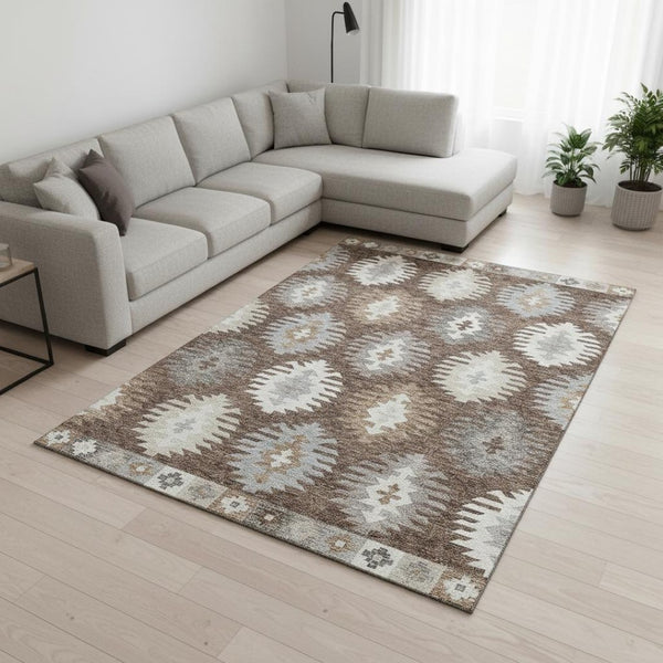 HomeRoots 8' X 10' Washable Southwestern Area Rug with UV Protection - Durable, Stylish, and Stain Resistant! 677613