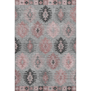 HomeRoots 5' X 8' Gray Mauve Silver Southwestern Area Rug - Soft, Durable, Washable & UV Protected for Homes 677623