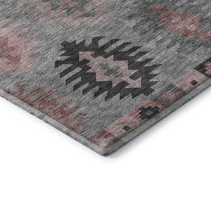 HomeRoots 5' X 8' Gray Mauve Silver Southwestern Area Rug - Soft, Durable, Washable & UV Protected for Homes 677623
