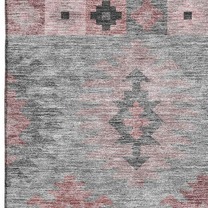 HomeRoots 5' X 8' Gray Mauve Silver Southwestern Area Rug - Soft, Durable, Washable & UV Protected for Homes 677623