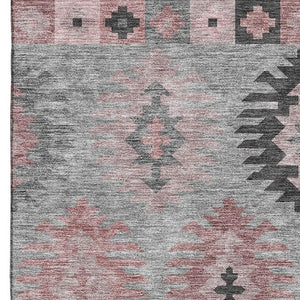 HomeRoots 5' X 8' Gray Mauve Silver Southwestern Area Rug - Soft, Durable, Washable & UV Protected for Homes 677623