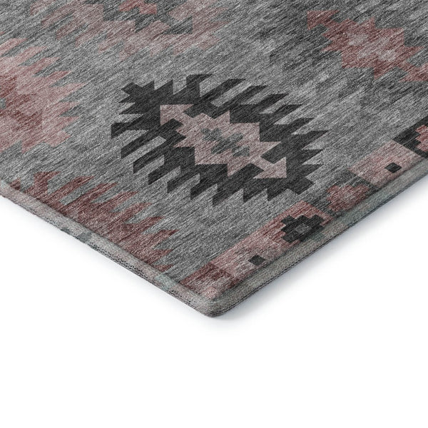 HomeRoots 9' X 12' Gray Mauve Silver Southwestern Area Rug – Durable, Washable, UV Protected for Every Home! 677626