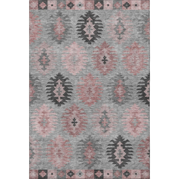 HomeRoots 9' X 12' Gray Mauve Silver Southwestern Area Rug – Durable, Washable, UV Protected for Every Home! 677626