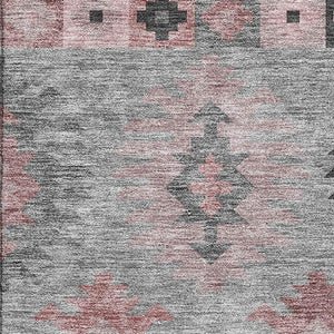 HomeRoots 10' Gray Mauve & Silver Southwestern Area Rug – Washable, UV-Resistant, Ideal for High Traffic Areas 677627