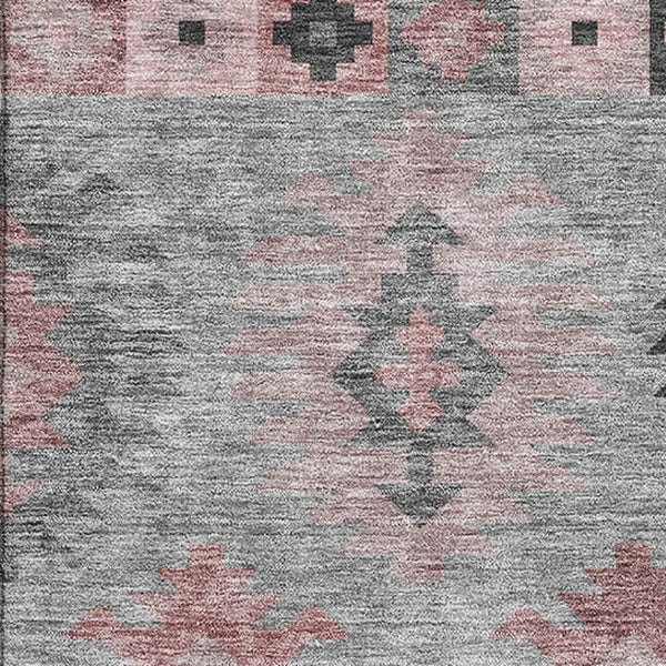 HomeRoots 10' Gray Mauve & Silver Southwestern Area Rug – Washable, UV-Resistant, Ideal for High Traffic Areas 677627