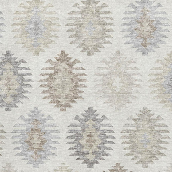 HomeRoots 5' X 8' Southwestern Washable Area Rug - Ivory, Beige & Gray with UV Protection for Homes & Pets 677629