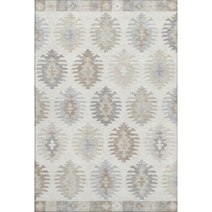 HomeRoots 8' X 10' Southwestern Washable Area Rug in Warm Ivory, Beige & Gray - UV Protected & Durable Design 677631