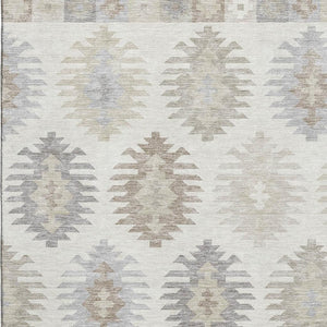 HomeRoots 8' X 10' Southwestern Washable Area Rug in Warm Ivory, Beige & Gray - UV Protected & Durable Design 677631