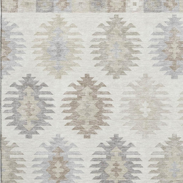 HomeRoots 8' X 10' Southwestern Washable Area Rug in Warm Ivory, Beige & Gray - UV Protected & Durable Design 677631