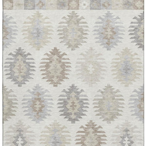 HomeRoots 8' X 10' Southwestern Washable Area Rug in Warm Ivory, Beige & Gray - UV Protected & Durable Design 677631