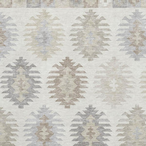 HomeRoots 10' X 14' Southwestern Area Rug in Ivory Beige & Gray – Washable, UV Protected, Stain-Resistant Design 677633