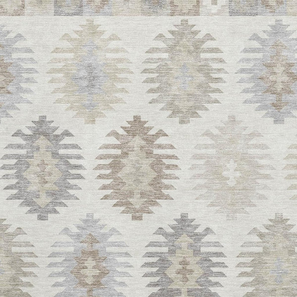 HomeRoots 10' X 14' Southwestern Area Rug in Ivory Beige & Gray – Washable, UV Protected, Stain-Resistant Design 677633