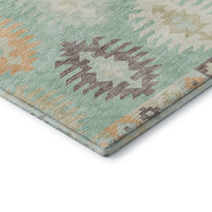 HomeRoots 10' Southwestern Area Rug in Mint Green, Ivory & Peach – Washable, UV Protected, Stain Resistant Decor 677645