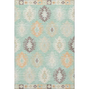 HomeRoots 10' Southwestern Area Rug in Mint Green, Ivory & Peach – Washable, UV Protected, Stain Resistant Decor 677645