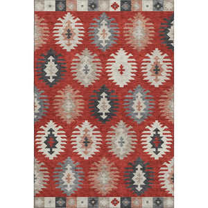 HomeRoots 10' Southwestern Area Rug in Red, Ivory & Gray - Washable, UV-Protected for Kid & Pet-Friendly Homes 677657