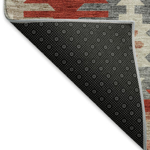 HomeRoots 10' Southwestern Area Rug in Red, Ivory & Gray - Washable, UV-Protected for Kid & Pet-Friendly Homes 677657