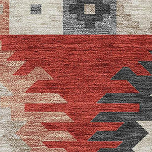 HomeRoots 10' Southwestern Area Rug in Red, Ivory & Gray - Washable, UV-Protected for Kid & Pet-Friendly Homes 677657