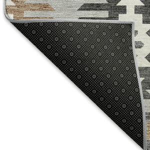 HomeRoots 9' X 12' Southwestern Area Rug in Silver Gray & Taupe - Washable, UV Protected, Pet Friendly Design 677662