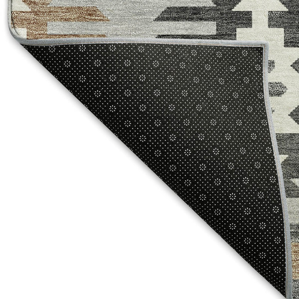 HomeRoots 9' X 12' Southwestern Area Rug in Silver Gray & Taupe - Washable, UV Protected, Pet Friendly Design 677662