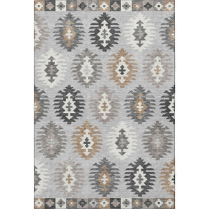 HomeRoots 10' Southwestern Area Rug in Silver Gray & Taupe - Durable, Washable, UV Protected for High-Traffic Spaces 677663