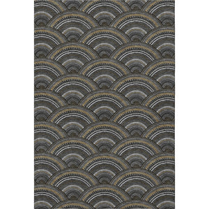 HomeRoots 5' X 8' Modern Black Gray Gold Geometric Washable Area Rug with UV Protection for Homes & Pets 677671