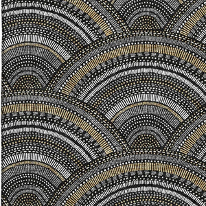 HomeRoots 8' X 10' Geometric Black Gray Gold Area Rug - Washable, UV Protected, Durable for High Traffic Homes 677673