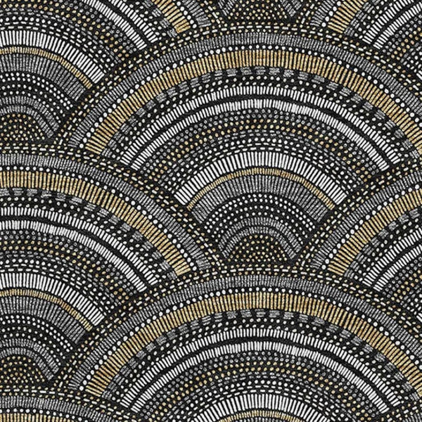 HomeRoots 9' X 12' Stylish Black, Gray & Gold Geometric Area Rug - Washable, UV-Protected & Easy Care! 677674