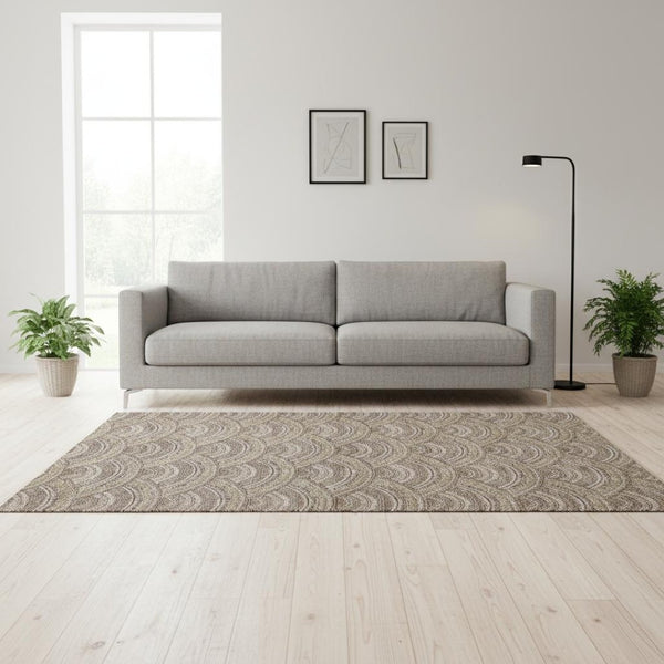 HomeRoots 5' X 8' Washable Area Rug in Brown, Beige & Taupe - Durable Geometric Design with UV Protection 677677