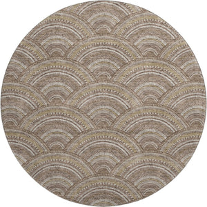 HomeRoots 8' Washable Round Rug in Brown, Beige & Taupe - Stylish, Stain Resistant, UV Protected Area Rug 677678