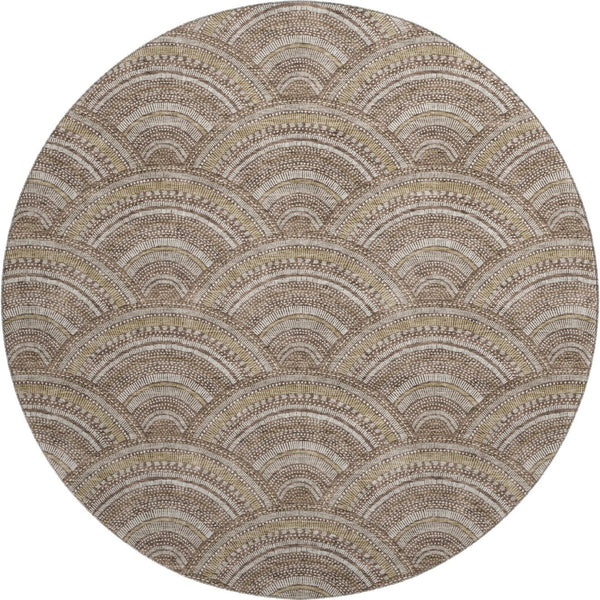 HomeRoots 8' Washable Round Rug in Brown, Beige & Taupe - Stylish, Stain Resistant, UV Protected Area Rug 677678