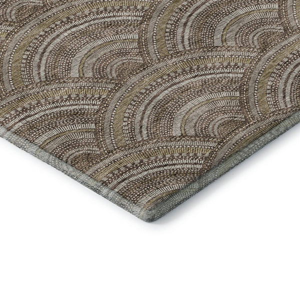 HomeRoots 8' Washable Round Rug in Brown, Beige & Taupe - Stylish, Stain Resistant, UV Protected Area Rug 677678