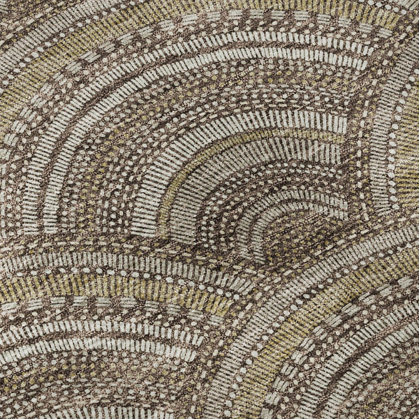 HomeRoots 8' Washable Round Rug in Brown, Beige & Taupe - Stylish, Stain Resistant, UV Protected Area Rug 677678