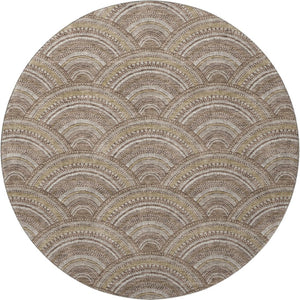HomeRoots 8' Washable Round Rug in Brown, Beige & Taupe - Stylish, Stain Resistant, UV Protected Area Rug 677678