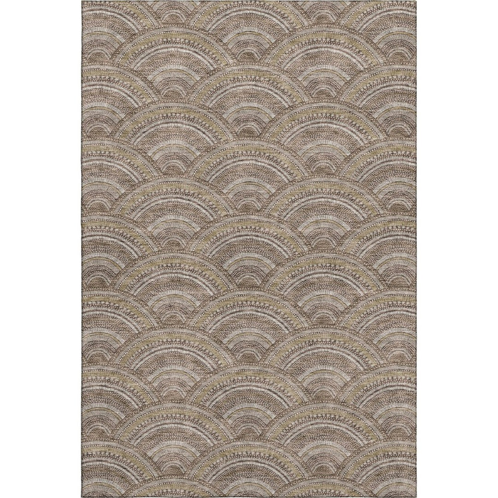 HomeRoots 8' X 10' Washable Geometric Area Rug in Brown, Beige & Taupe – UV Protected for High-Traffic Rooms 677679