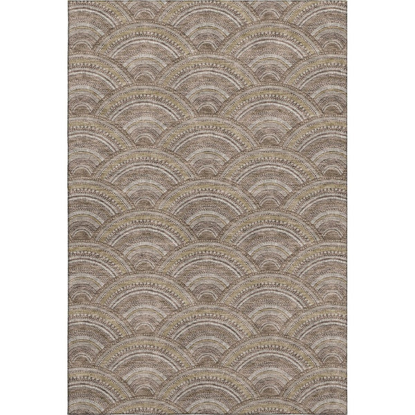 HomeRoots 10' X 14' Stylish Brown Beige Taupe Geometric Area Rug – Washable, Stain-Resistant & UV Protected! 677681