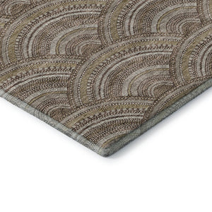 HomeRoots 10' X 14' Stylish Brown Beige Taupe Geometric Area Rug – Washable, Stain-Resistant & UV Protected! 677681